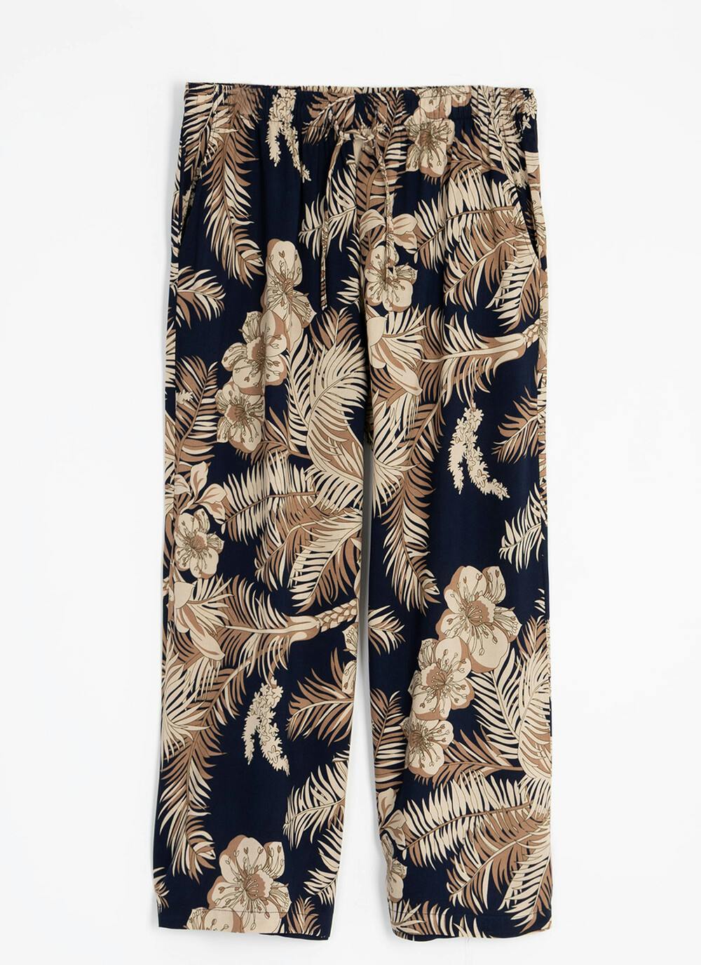  Elasticated Waist Crop Print Trouser