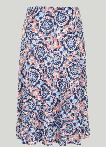  Textured A Line Tile Print Skirt