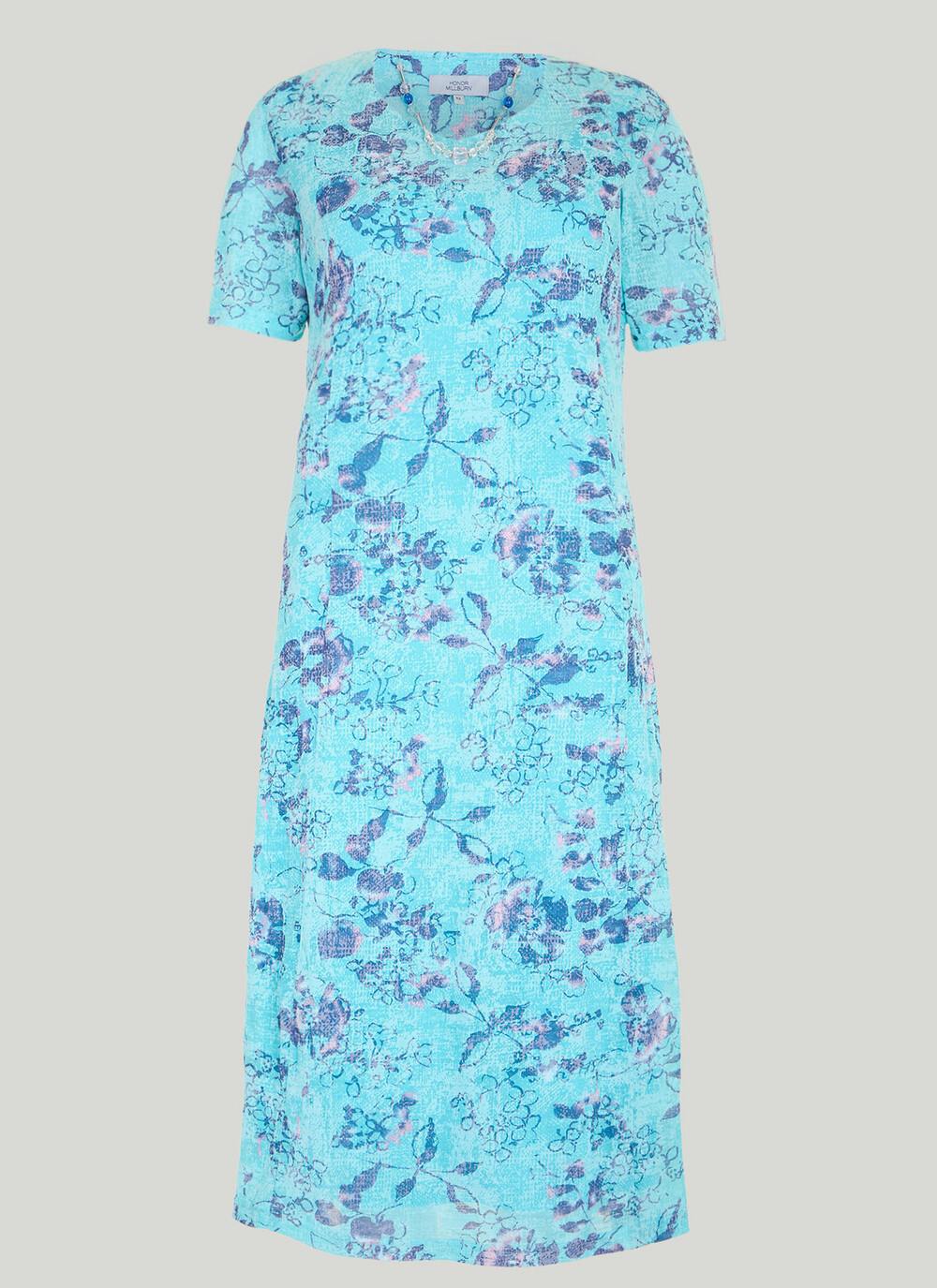  Cotton Rich Printed Dress With Necklace