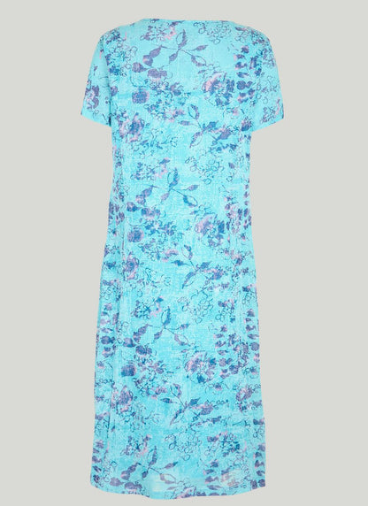  Cotton Rich Printed Dress With Necklace