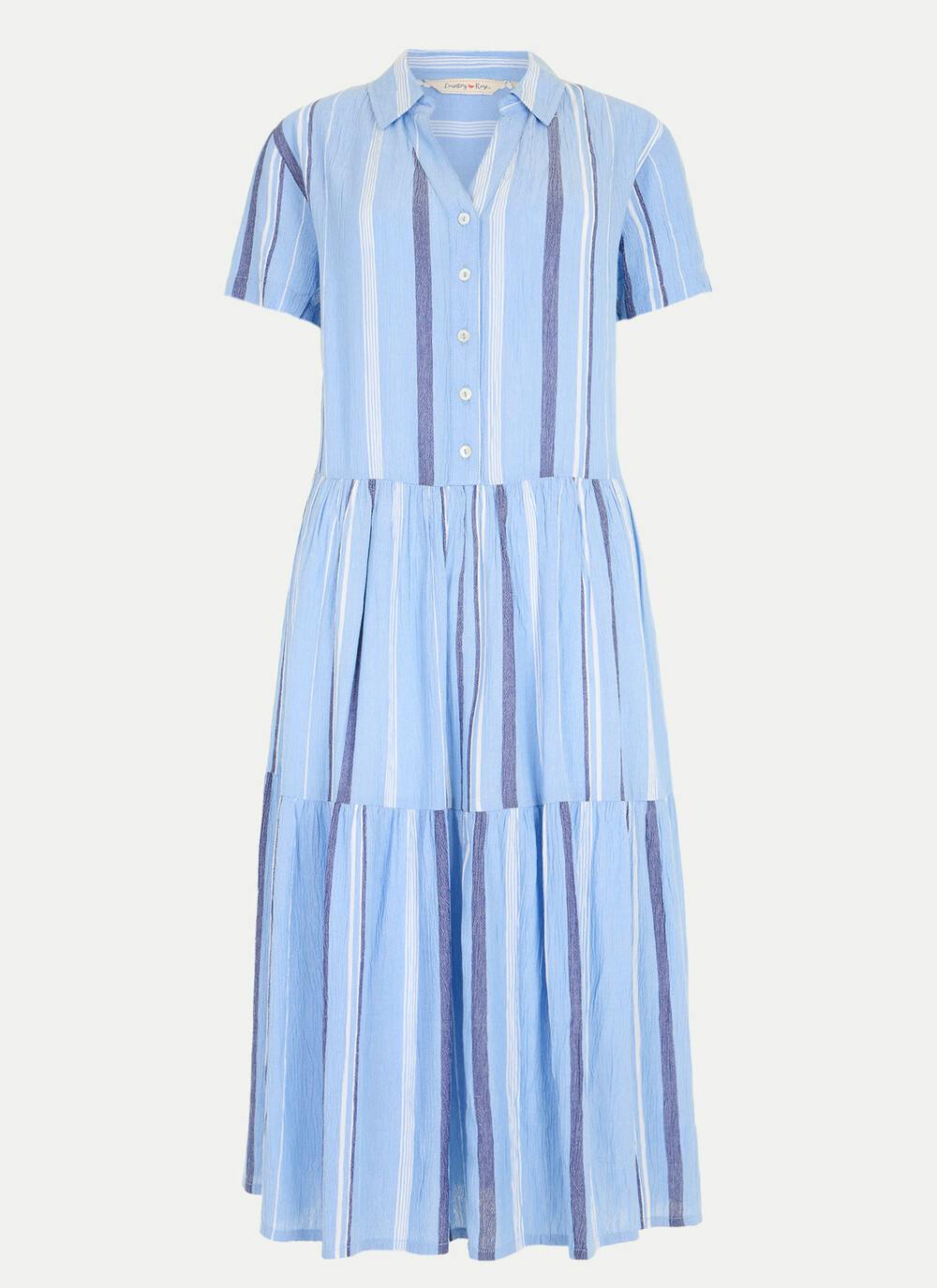  Textured Stripe Shirt Dress