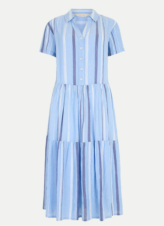  Textured Stripe Shirt Dress