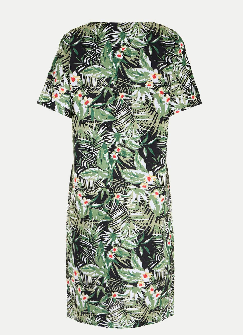  Linen Blend Embroidered Detail Midi Dress