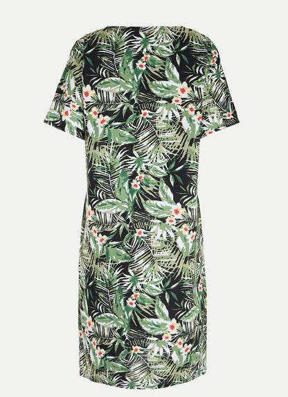  Linen Blend Embroidered Detail Midi Dress