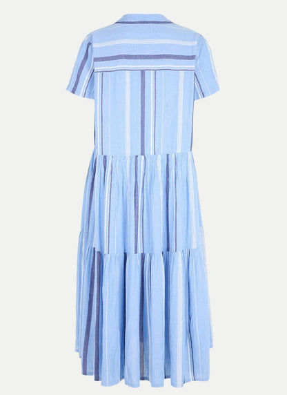  Textured Stripe Shirt Dress