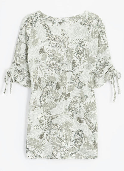  Waffle Texture Button Through T-Shirt