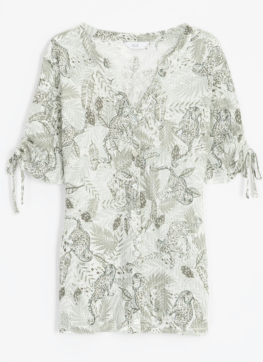  Waffle Texture Button Through T-Shirt
