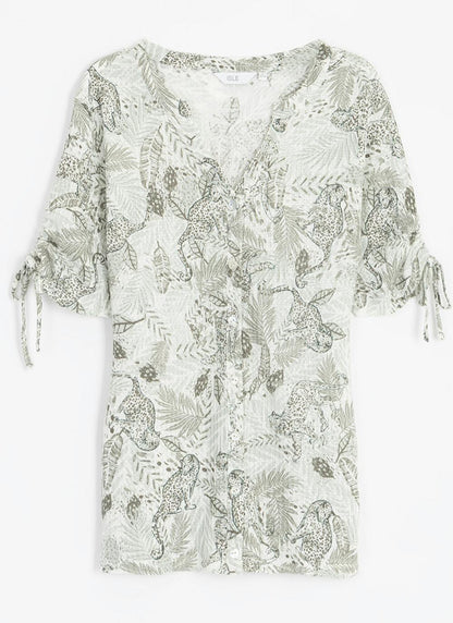  Waffle Texture Button Through T-Shirt