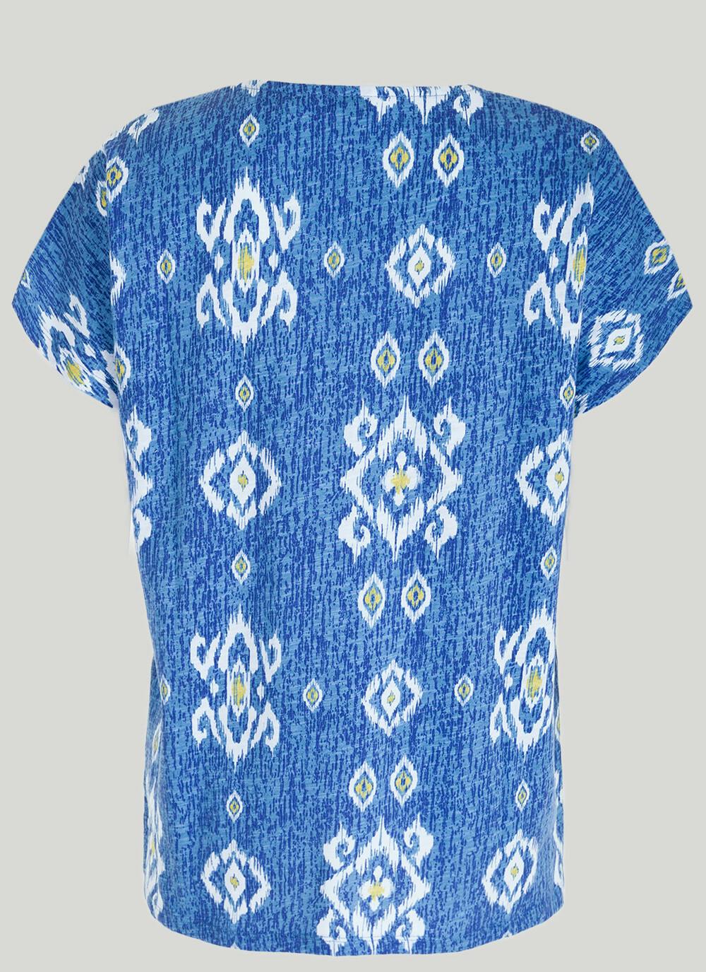  Pure Cotton Embroidered V-Neck T-Shirt