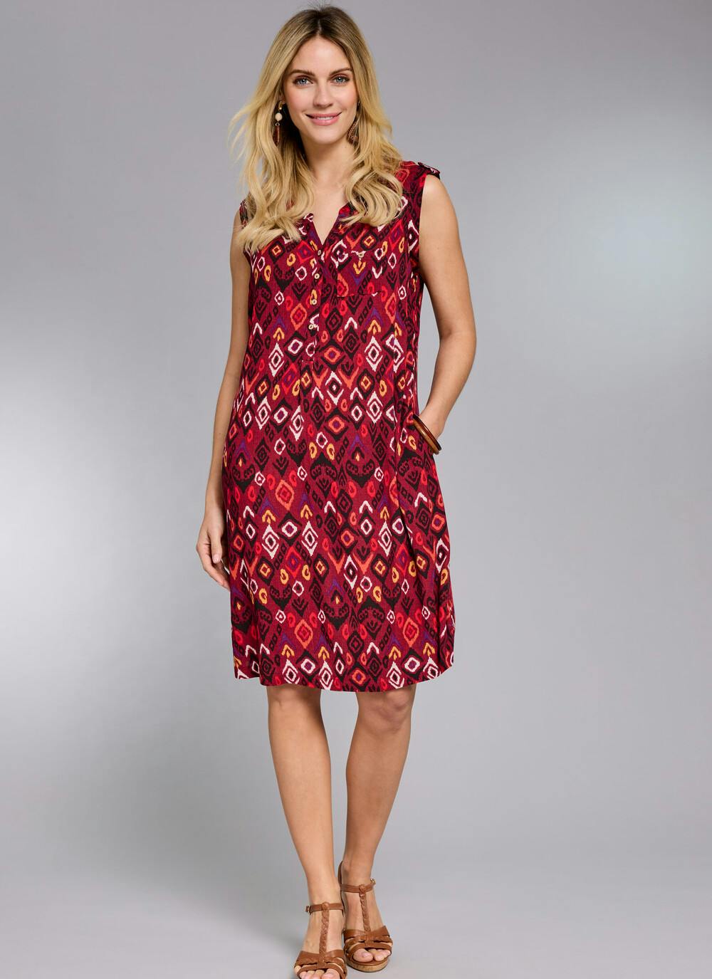  Ikat Print Shift Dress