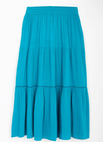  Elasticated Waist Tiered Midi Skirt