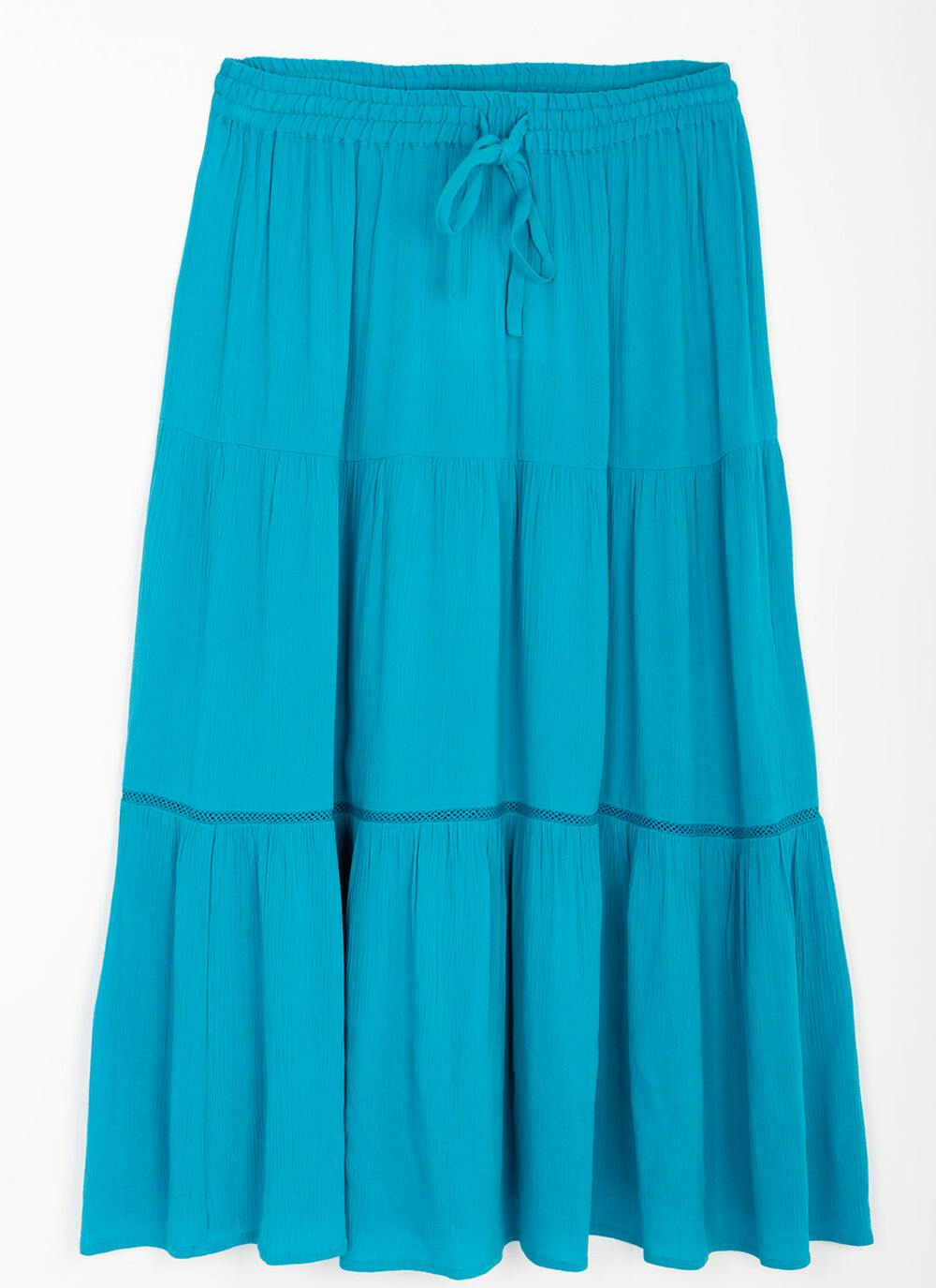  Elasticated Waist Tiered Midi Skirt