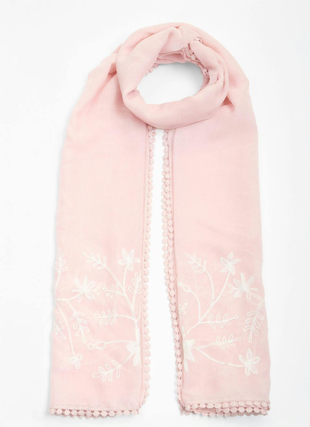  Floral Embroidered Scarf