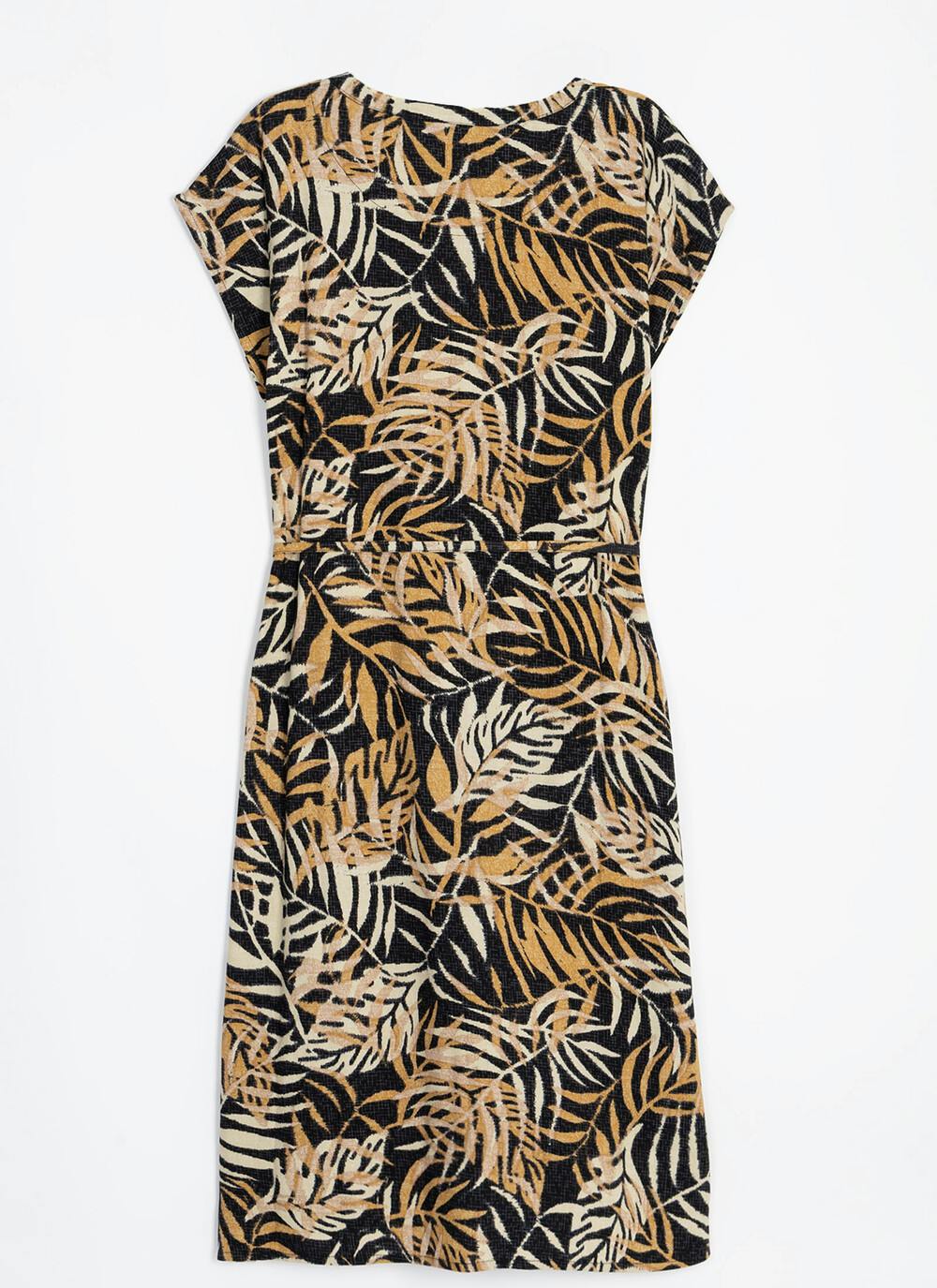  Linen Blend Tie Detail Dress