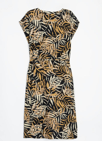  Linen Blend Tie Detail Dress