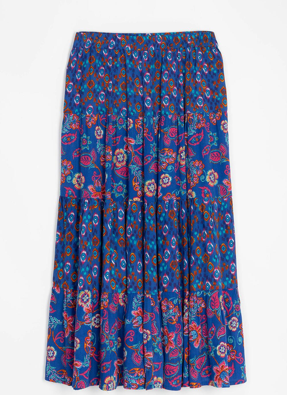  Multi Print Tiered Skirt