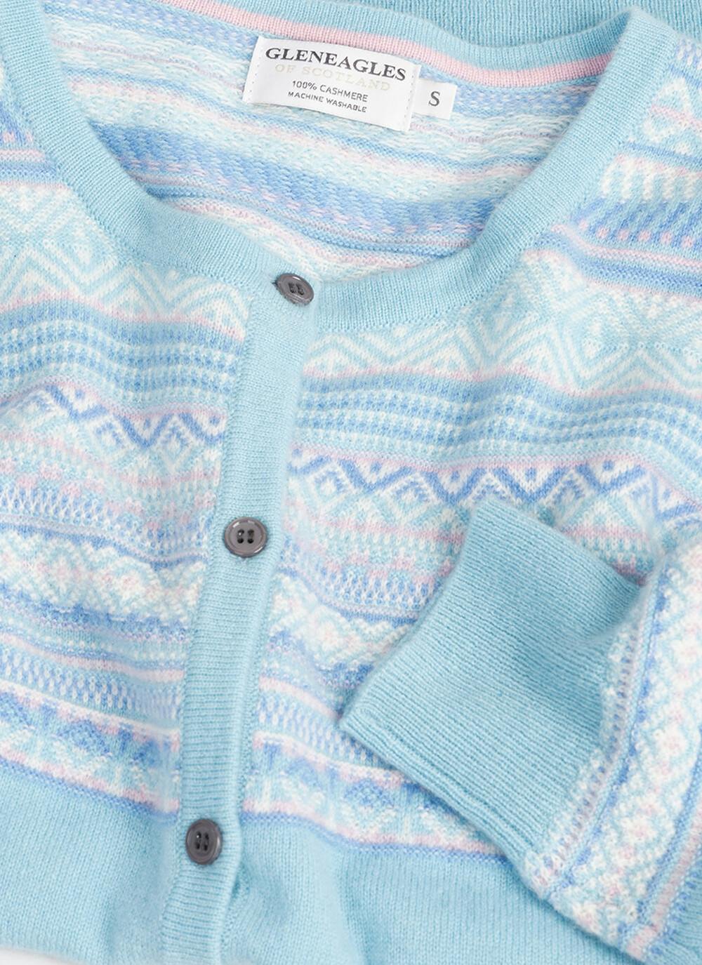 Cashmere Fairisle Yoke Cardigan