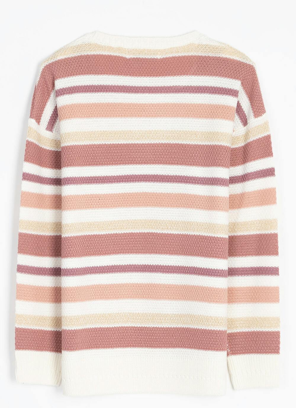  Textured Crew Neck Striped Jumper
