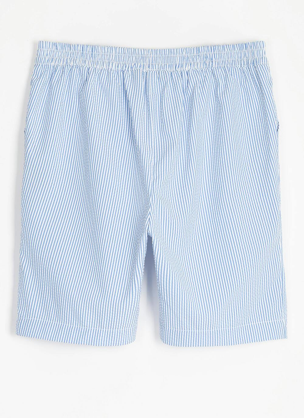  Cotton Blend Seersucker Stripe Shorts