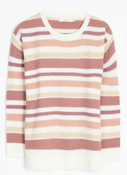  Textured Crew Neck Striped Jumper