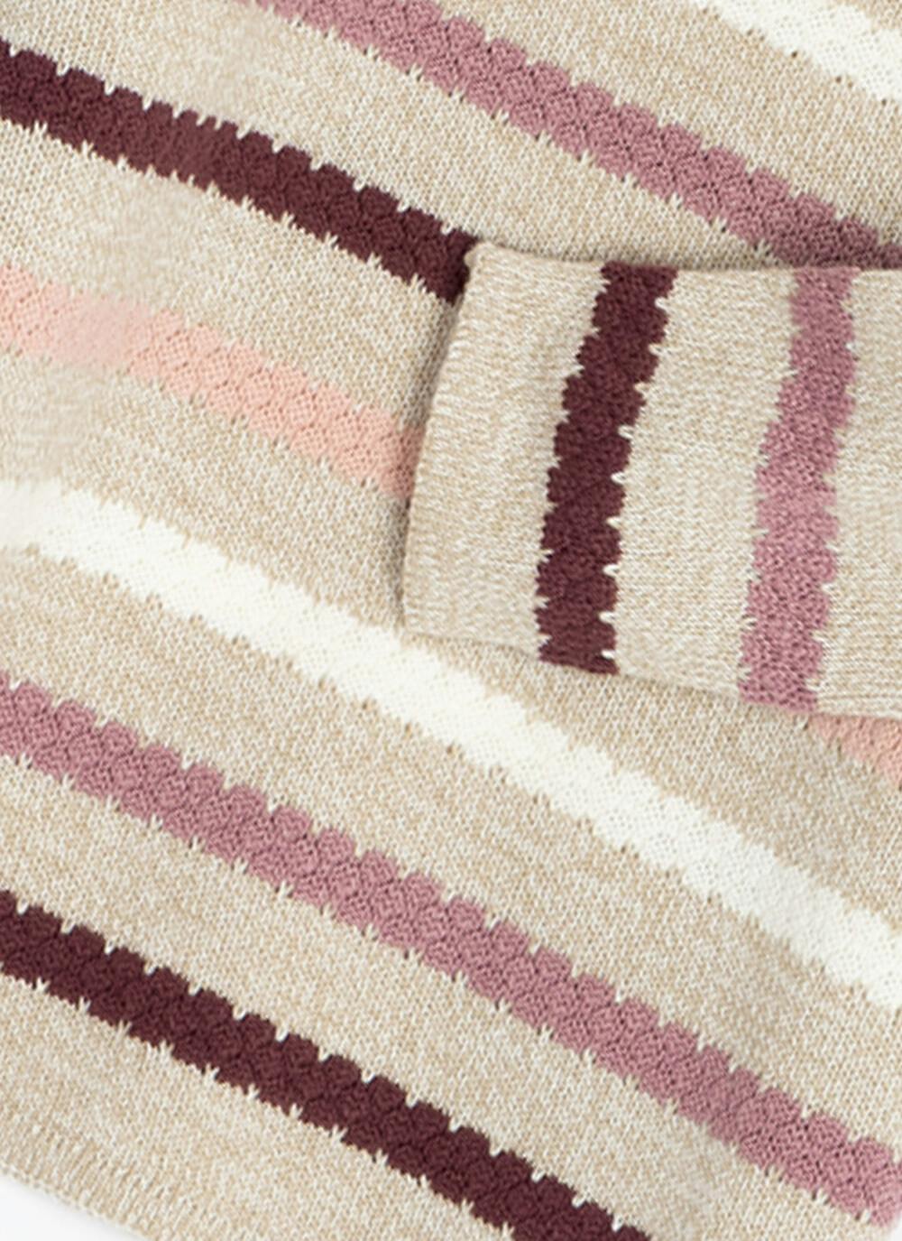  Textured Stitch Striped Crew Neck Jumper