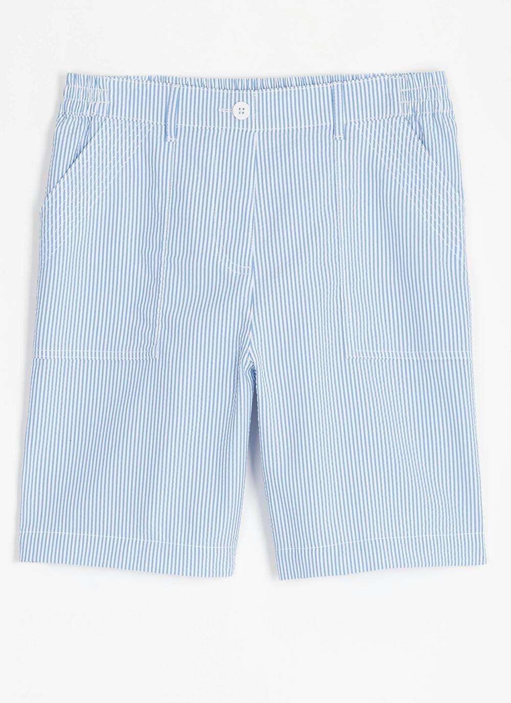  Cotton Blend Seersucker Stripe Shorts