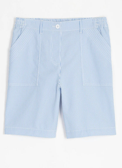  Cotton Blend Seersucker Stripe Shorts