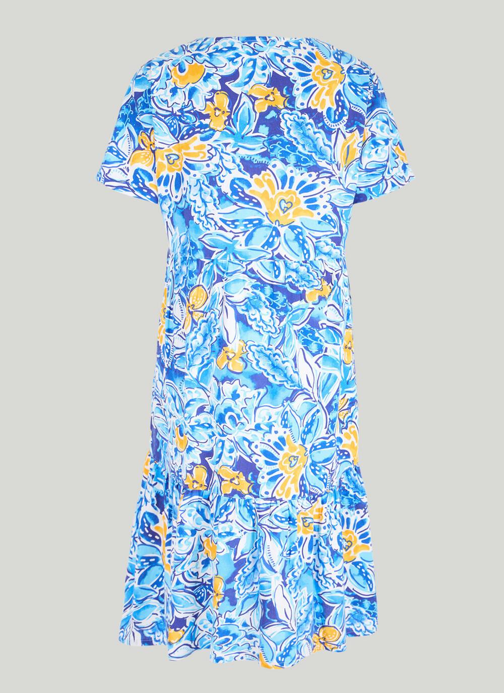  Linen Blend Tiered Shift Dress