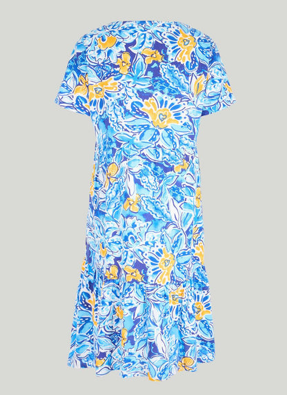  Linen Blend Tiered Shift Dress