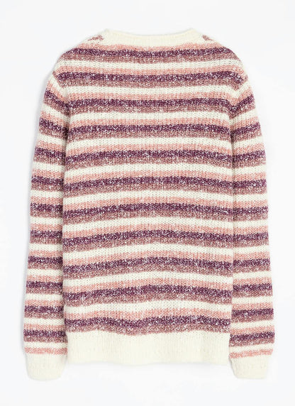  Striped Crew Neck Pocket Jumper