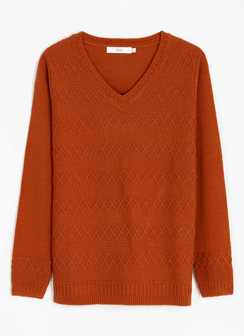  Textured Stitch V Neck Jumper