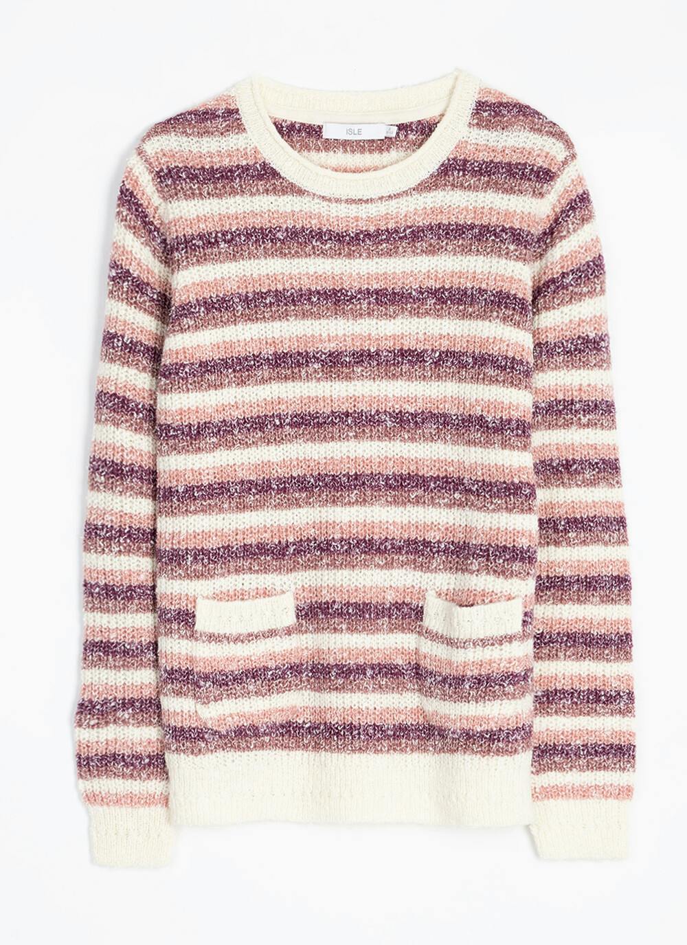  Striped Crew Neck Pocket Jumper