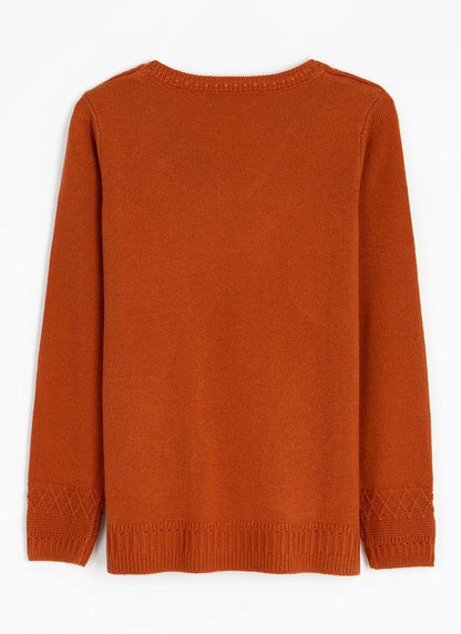  Textured Stitch V Neck Jumper