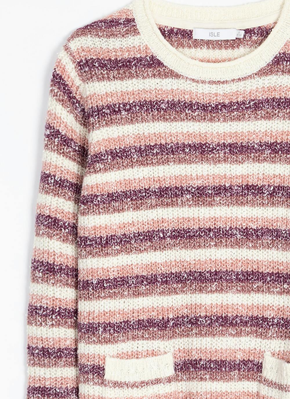  Striped Crew Neck Pocket Jumper