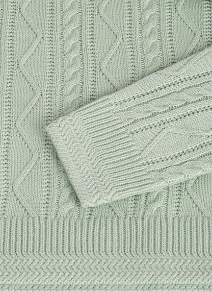  Cable Knit Scallop Edge Crew Neck Jumper