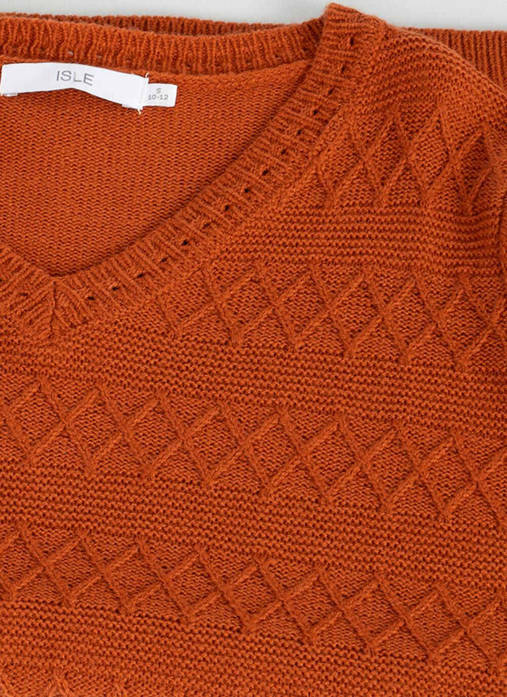  Textured Stitch V Neck Jumper