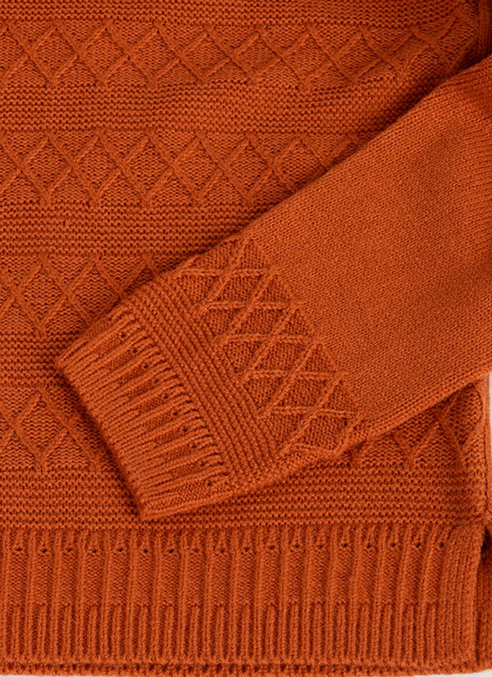  Textured Stitch V Neck Jumper