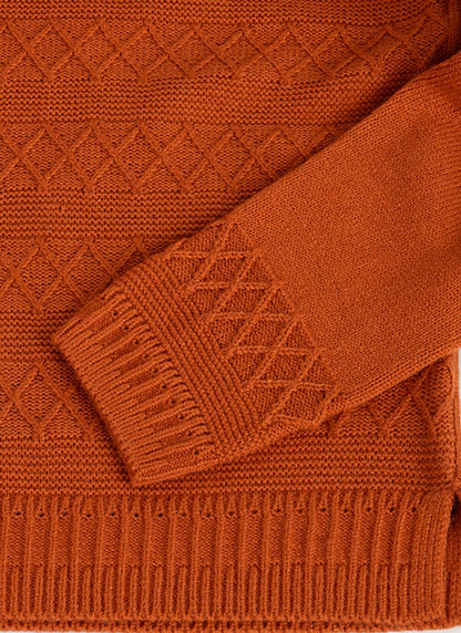  Textured Stitch V Neck Jumper