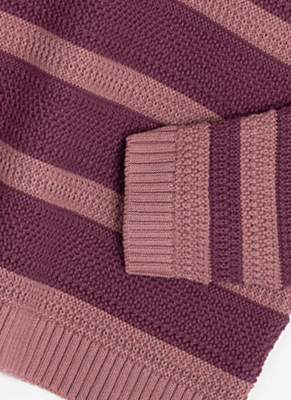  Pure Cotton Textured Crew Neck Striped Jumper