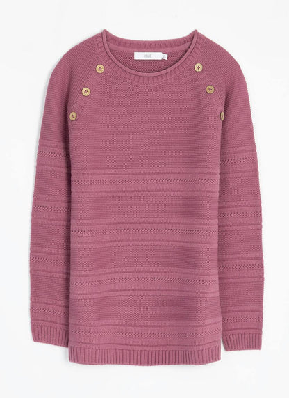  Button Detail Crew Neck Jumper