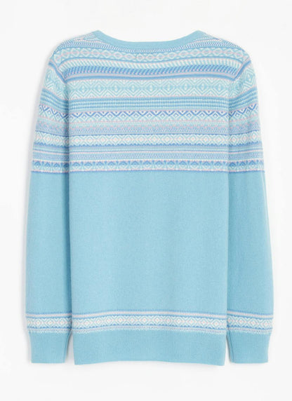  Cashmere Fairisle Yoke Cardigan