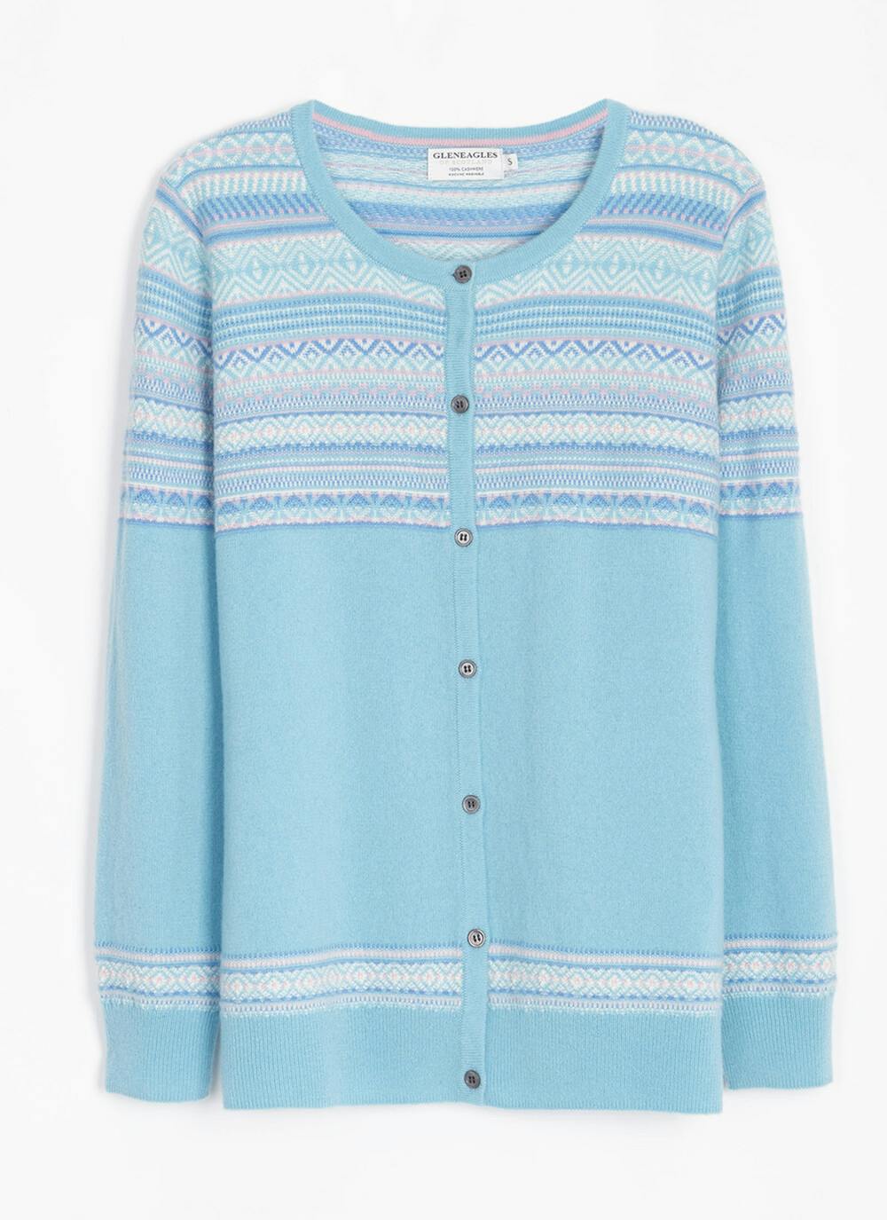  Cashmere Fairisle Yoke Cardigan