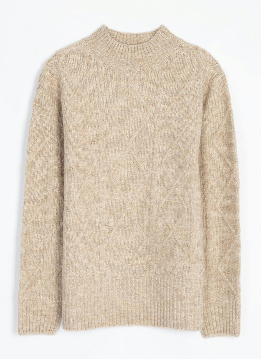  Diamond Stitch Turtle Neck Jumper
