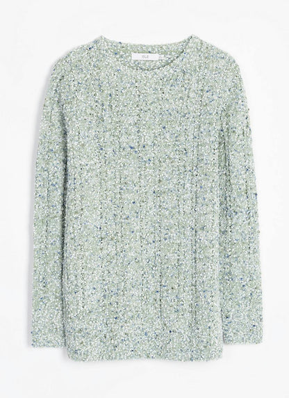  Textured Bobble Knit Crew Neck Jumper