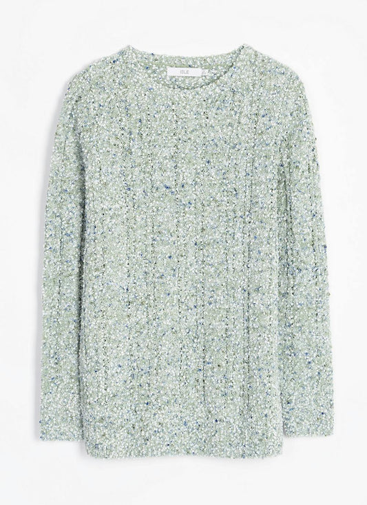  Textured Bobble Knit Crew Neck Jumper