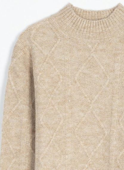  Diamond Stitch Turtle Neck Jumper