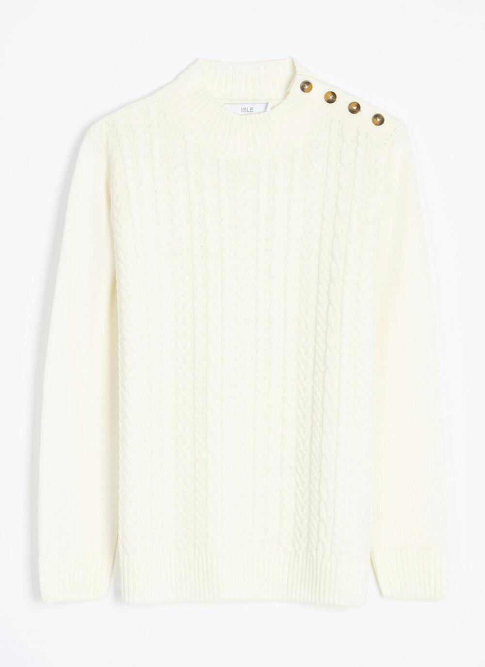  Button Detail Turtle Neck Jumper
