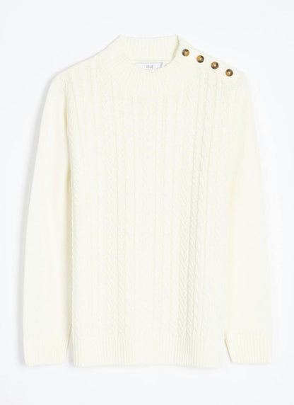  Button Detail Turtle Neck Jumper