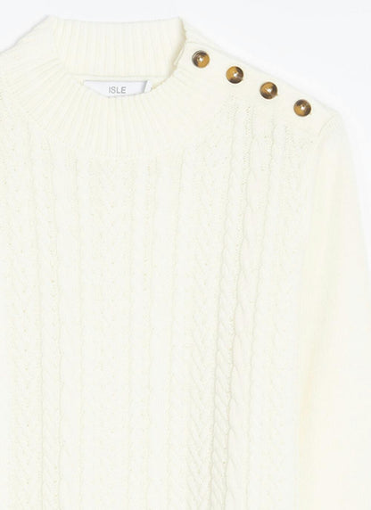  Button Detail Turtle Neck Jumper