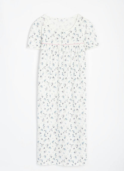 Pure Cotton Button Detail Printed Nightdress